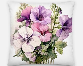 Mallow #3 | Nature style pillowcase with rusticcore print for sofa accent | Cheeseweed cushion | 2 Size, PADDING INCLUDED