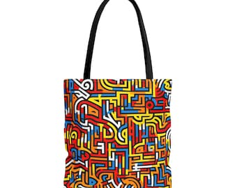 Tote Bag Inspired by Keith Haring, Pop Art, Street Art, Picnic Gym
