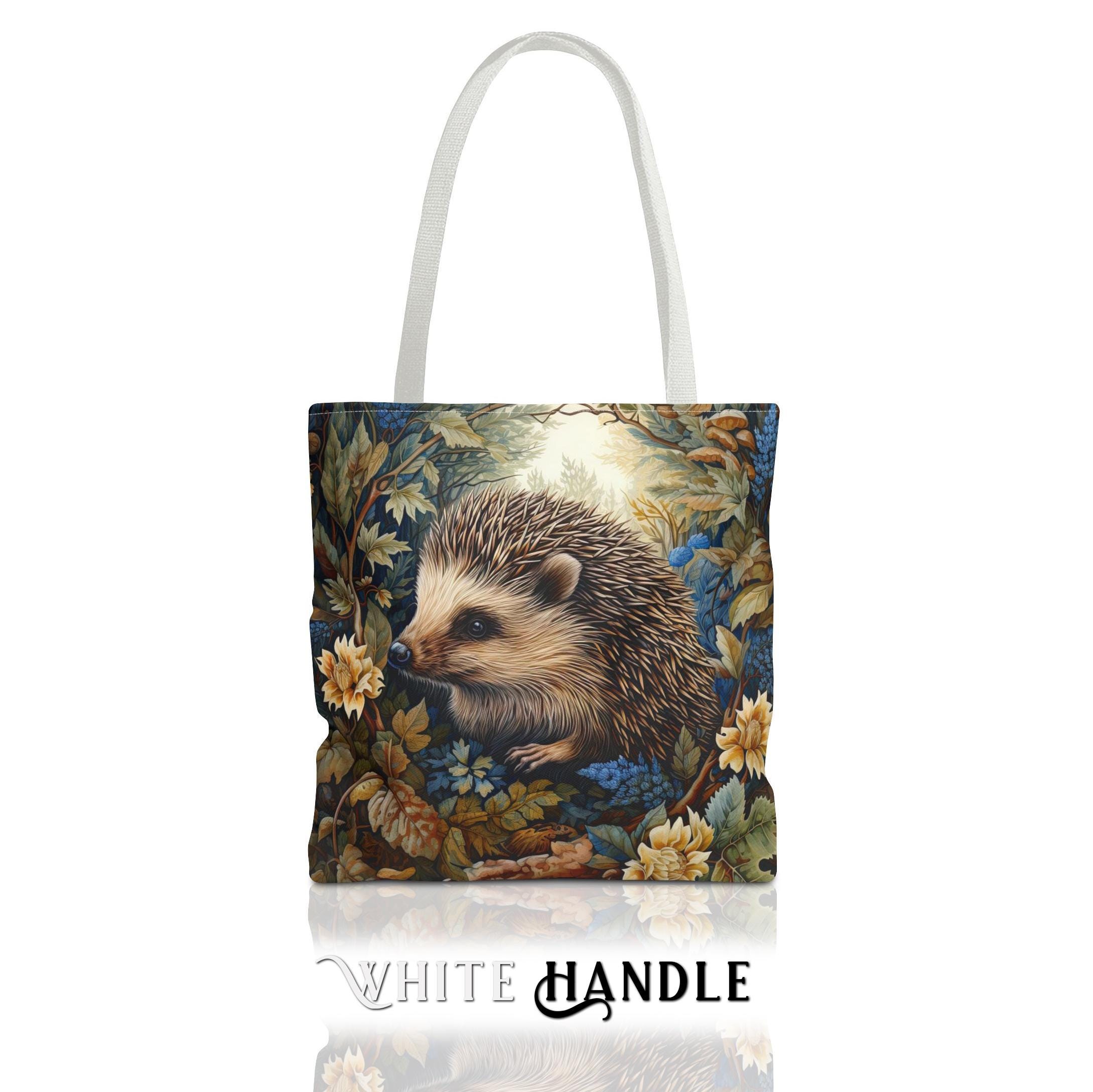 Hedgehog Tote Bag - William Morris Inspired Shoulder Tote, Cute
