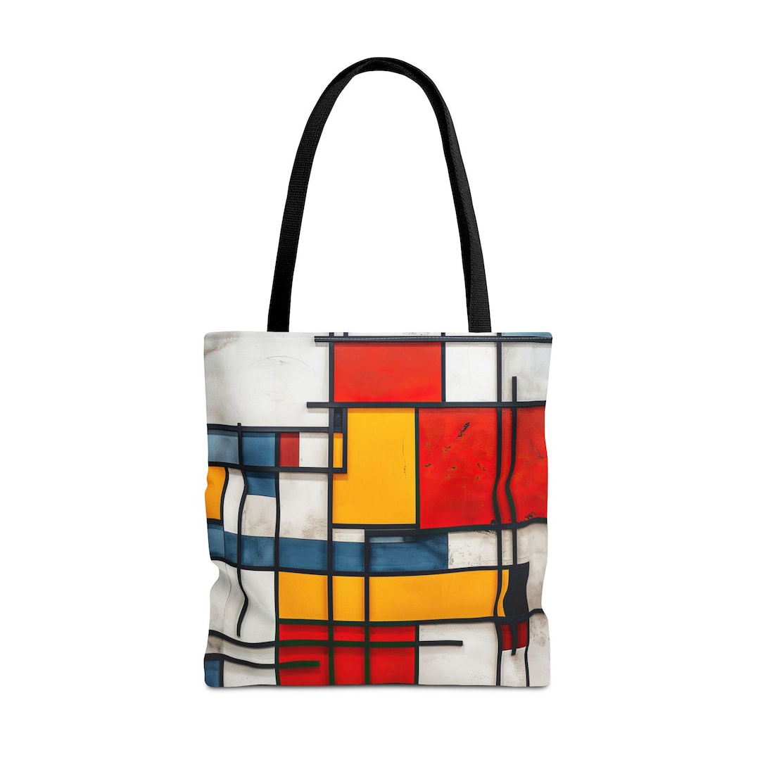 Bolso de mano inspirado en Piet Mondrian, neoplasticismo, bolso de