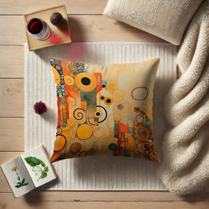 Stylish Symbolism Pillow Inspired Gustav Klimt, Modern Art Nouveau Gift, Luxurious Cozy Pillow Casing or Pillow with Stuffing #0349 AMSPLW