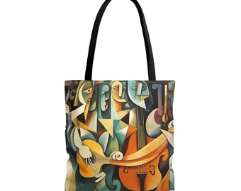 Tote Bag Inspired by Pablo Picasso, Cubism, Surrealist Design, Work Sack, Stylish School Handbag, Beverages Carryall #0372 AMSBAG1TOT