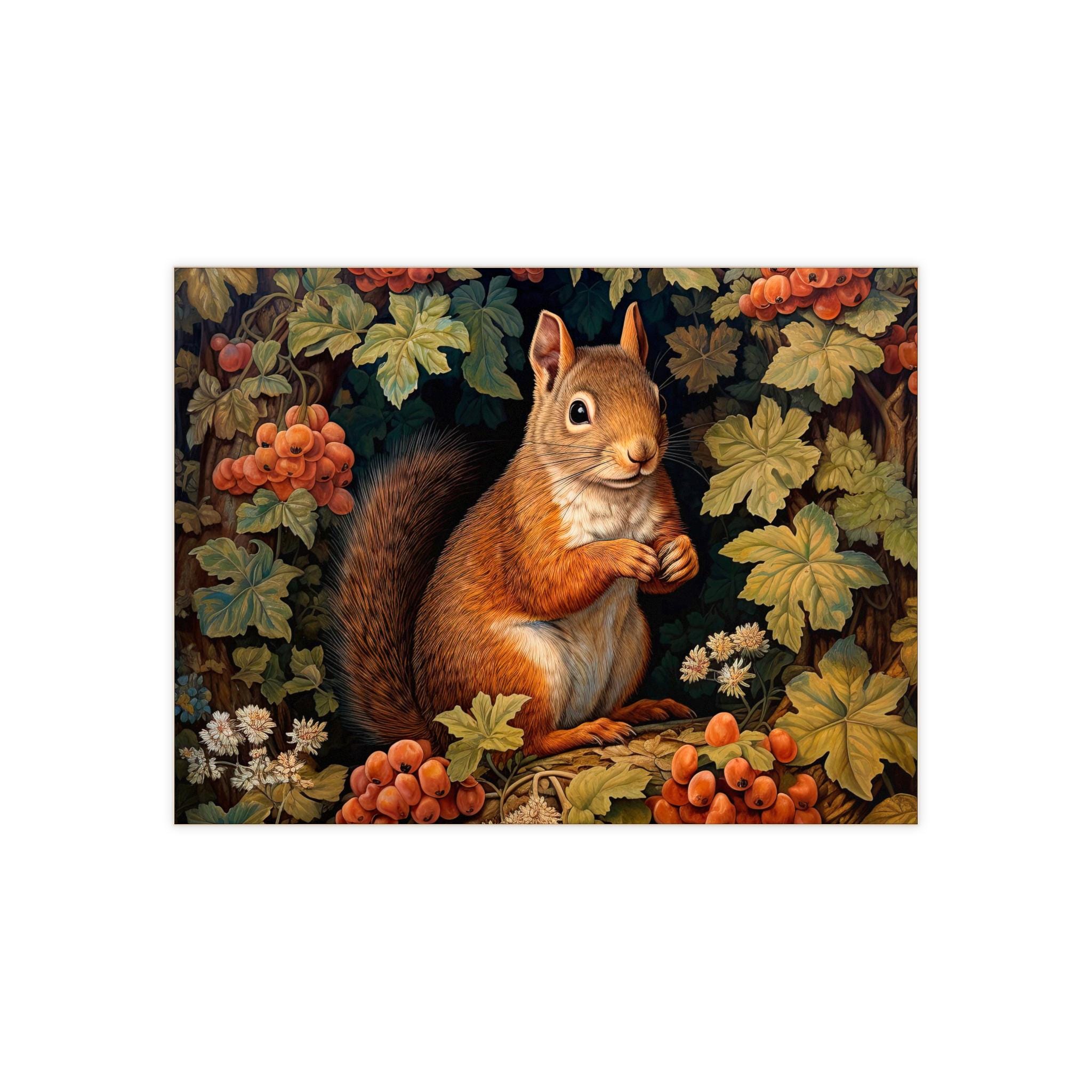 リスのセラミックタイル - ウィリアム・モリス風のリスのセラミック