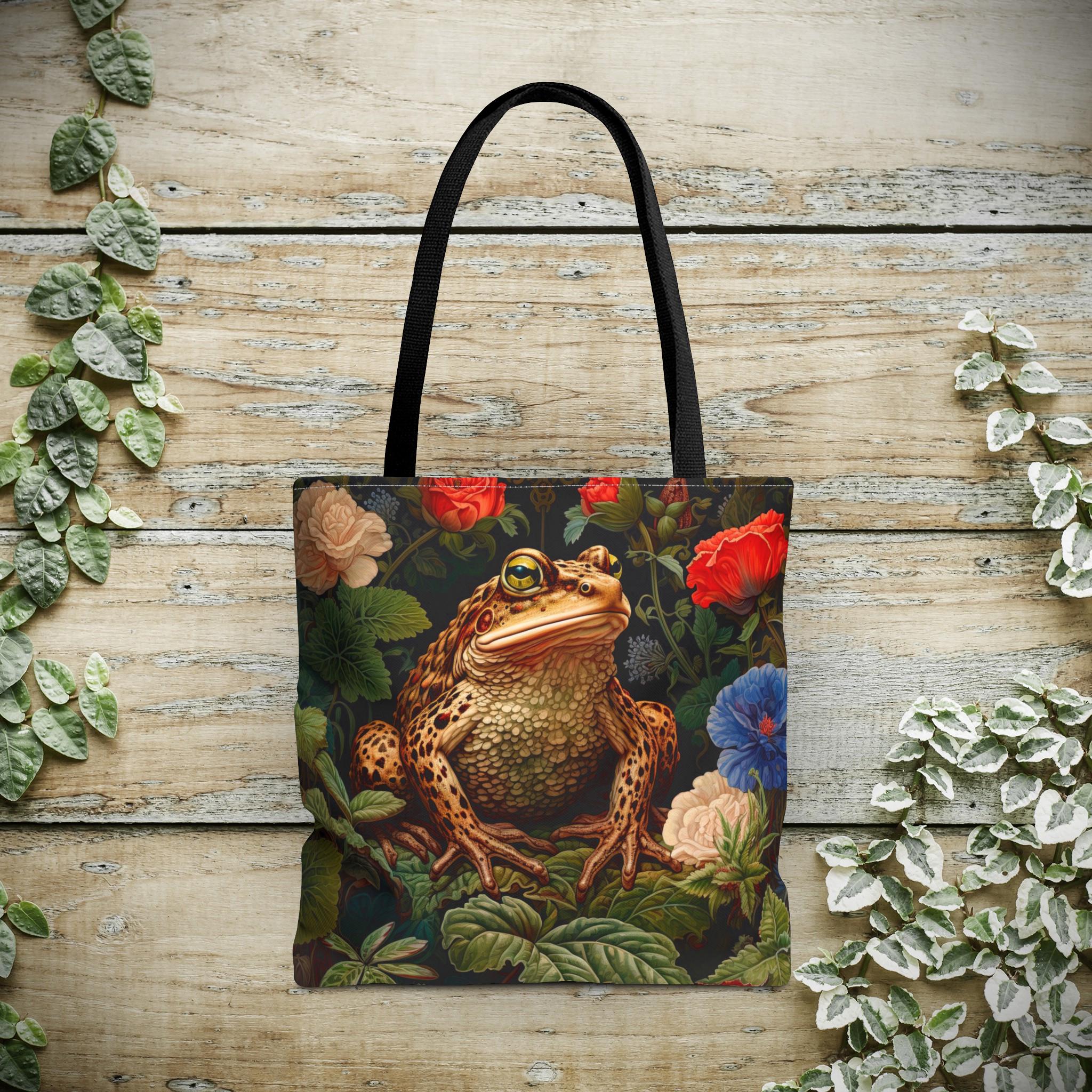 Toad Tote Bag - William Morris Inspired Shoulder Bullfrog Tote