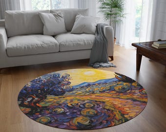Prydnadsmatta inspirerad av Vincent van Gogh, avantgardematta, expressionistisk verandamatta, postimpressionistisk löpare till entrén #0396 AMSRUG