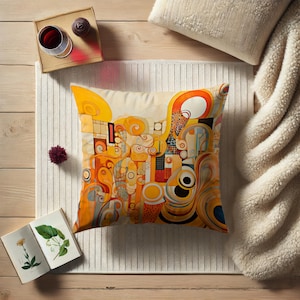 Elegant Vienna Secession Pillow Inspired Gustav Klimt, Classic New Art, Charming Gift for Her, Pillow Slip, Pillow with Padding #0347 AMSPLW