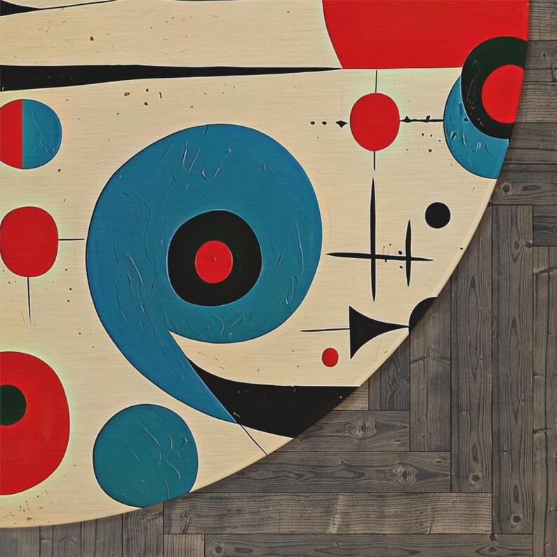 Miro Design Rug Throw Rug Inspired by Joan Miro, Surrealism Carpet, Fantastic Circular ...