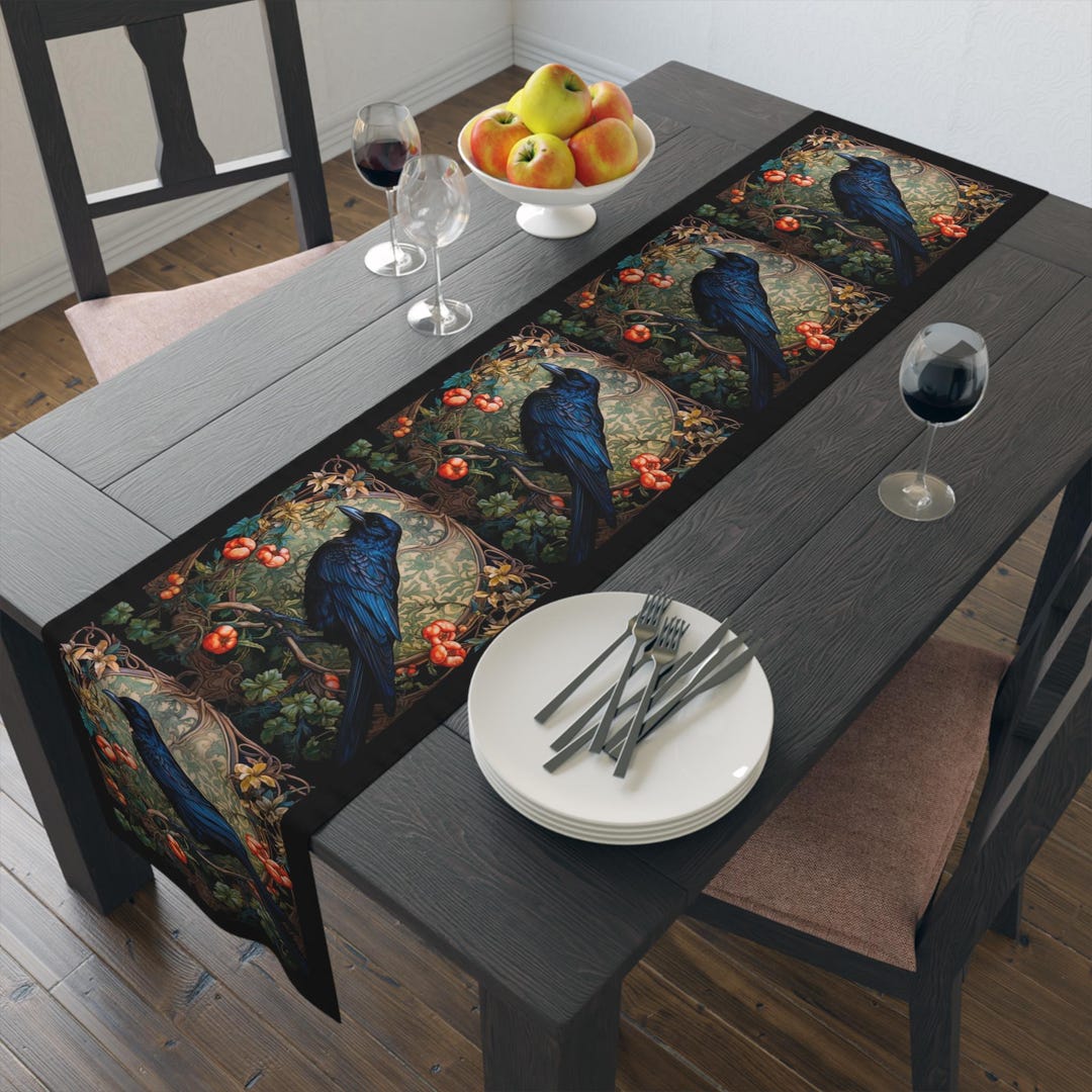 Crowbar Table Crow Table Runner, William Morris Inspired Raven, Gothicore Victorian ...