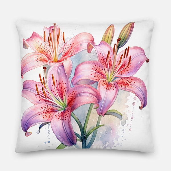 Lily Flower #2 | Blooms floral cushion for rural living room decoration | Martagon Wolf throw pillow | 2 Size, PADDING INCLUDED