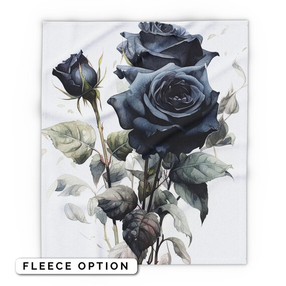 Black Rose Throw Blanket, Rosa Black Baccara Chair Spread, Flower