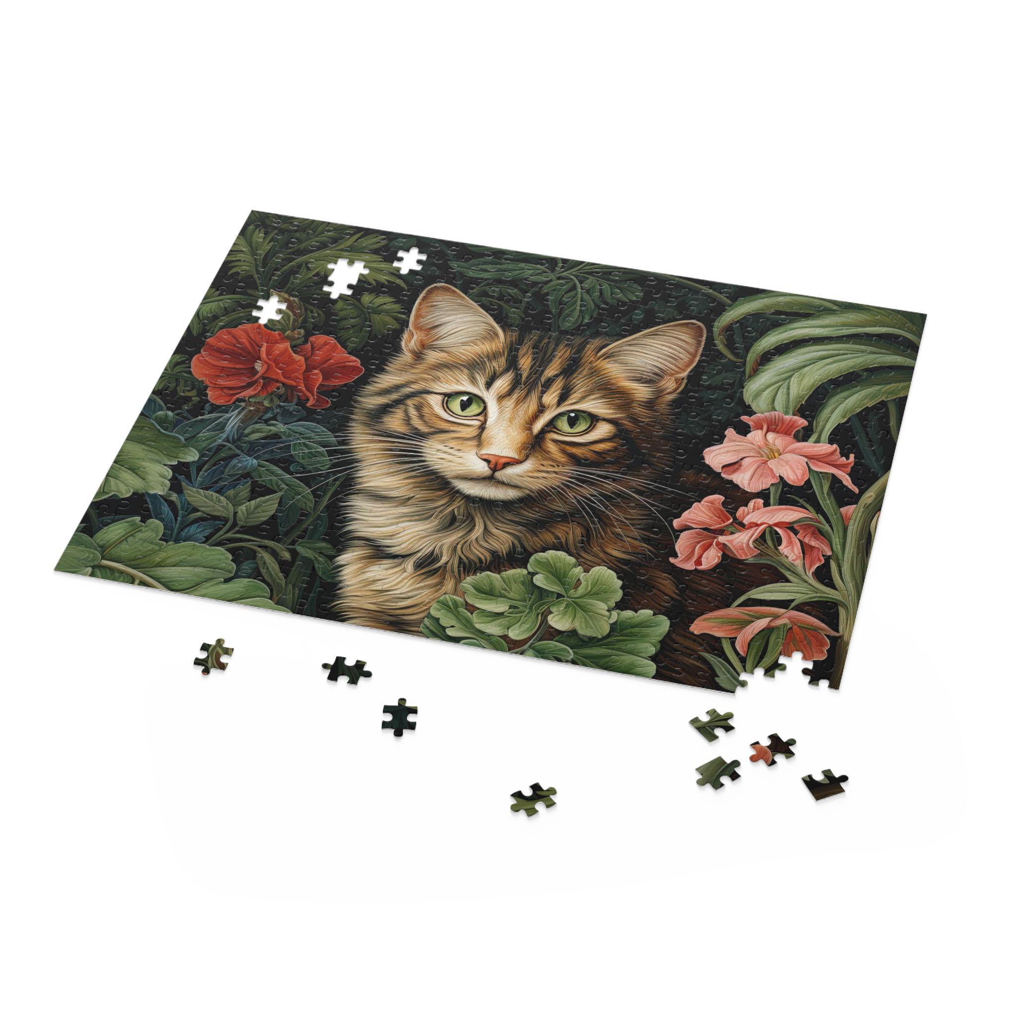 Cat Jigsaw Puzzle, William Morris Inspired Kitty, Fairycore