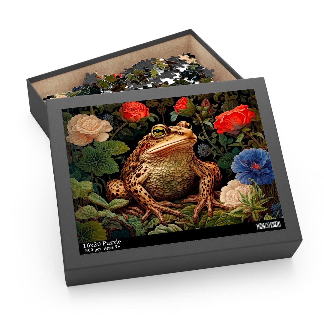 Toad Jigsaw Puzzle, William Morris Inspired Bullfrog, Weird