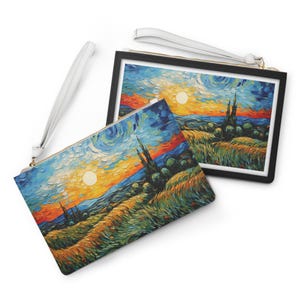 Post-Impressionist Clutch Bag Inspired by Vincent Van Gogh, Pointillism Fashion Purse, Modern Neo-Impressionism Art Bag #0392 AMSBAG1CLT