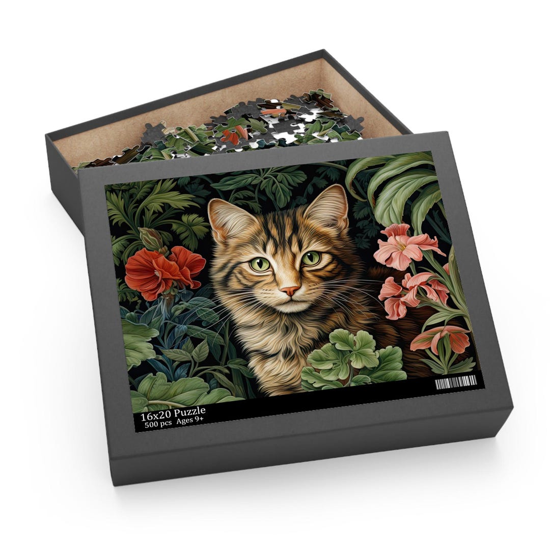 coco★cat Cat Jigsaw Puzzle, William Morris Inspired Kitty, Fairycore