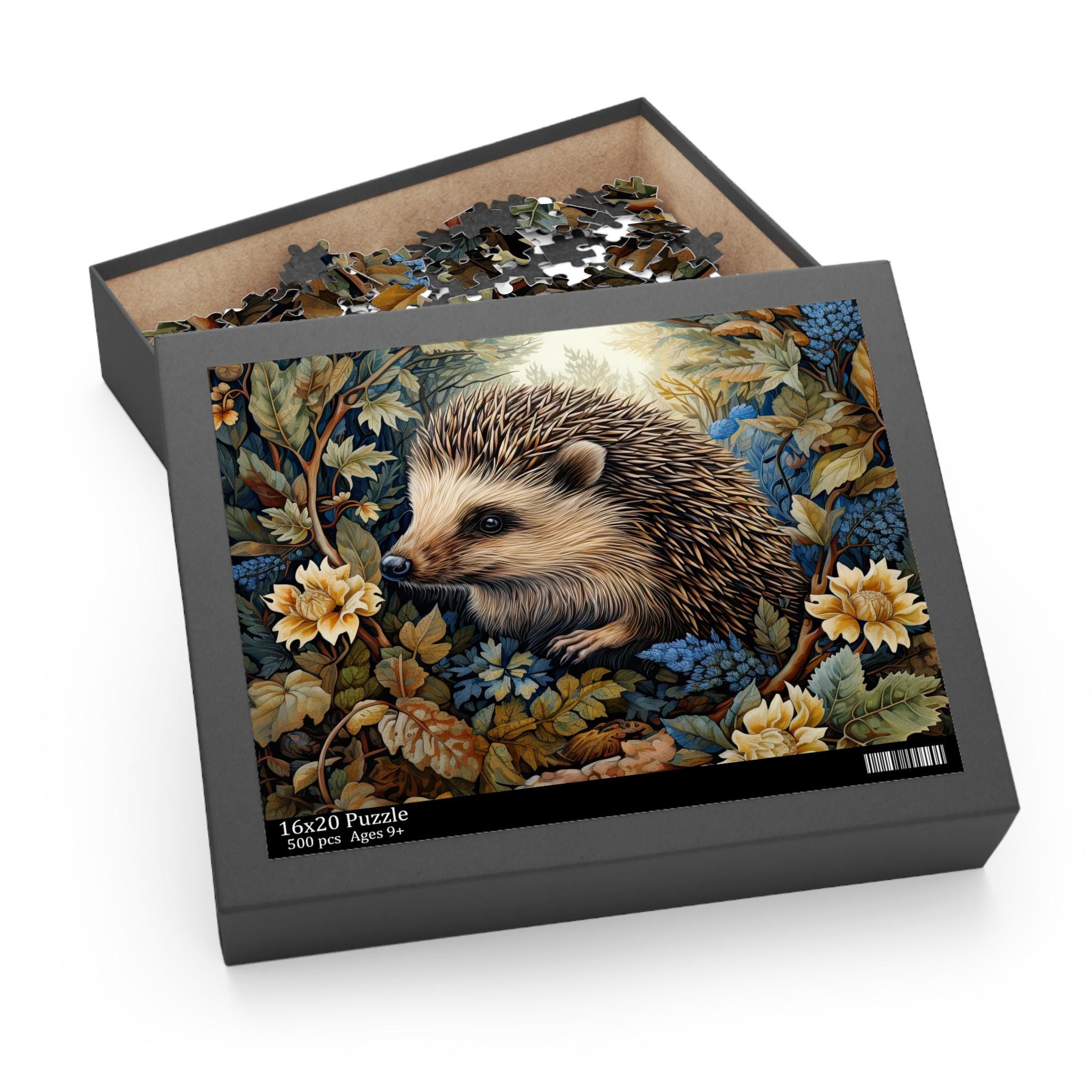 Hedgehog Jigsaw Puzzle, William Morris Inspired Porcupine