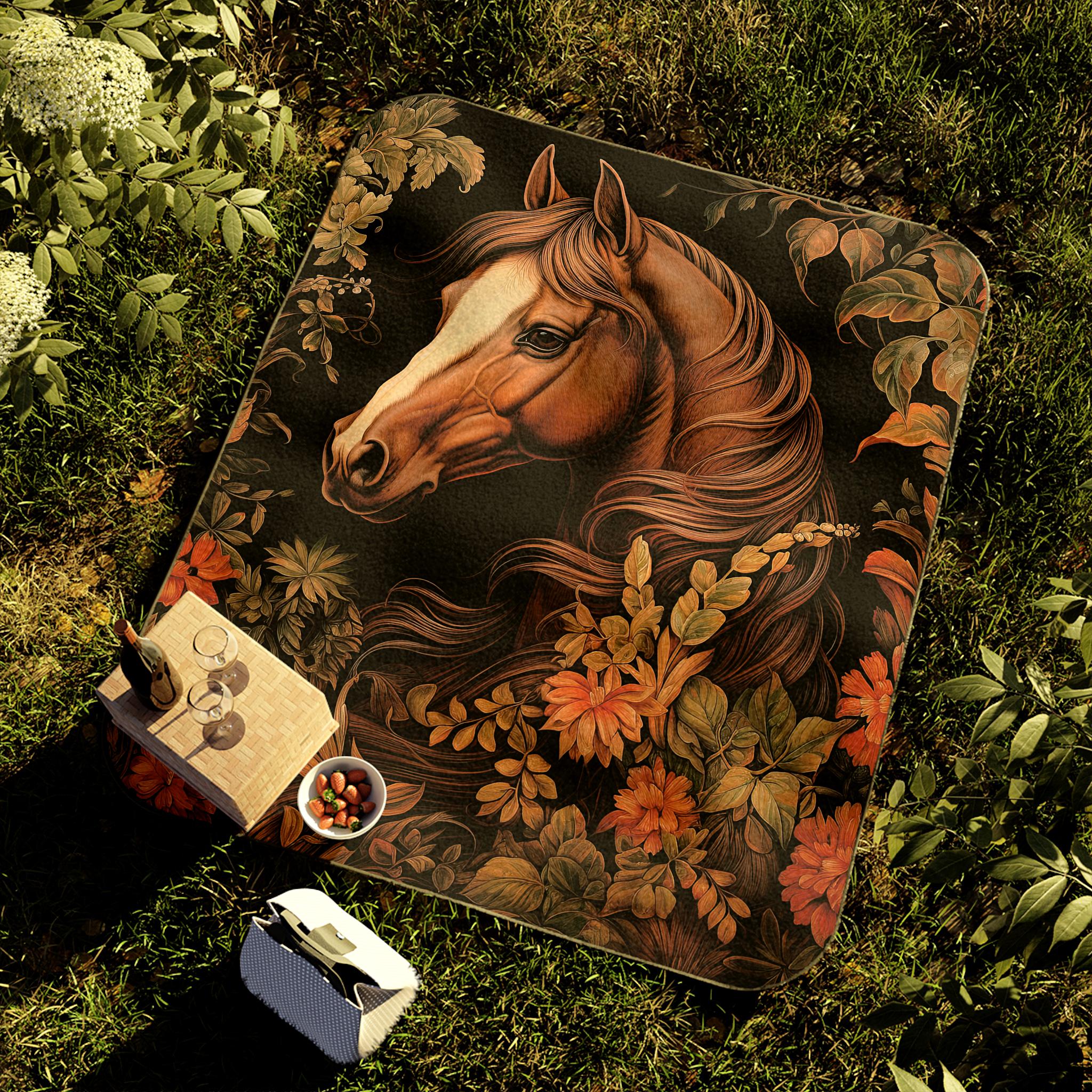 Bay Horse, Pony, Mare, Colt, Foal Picnic Blanket, William Morris