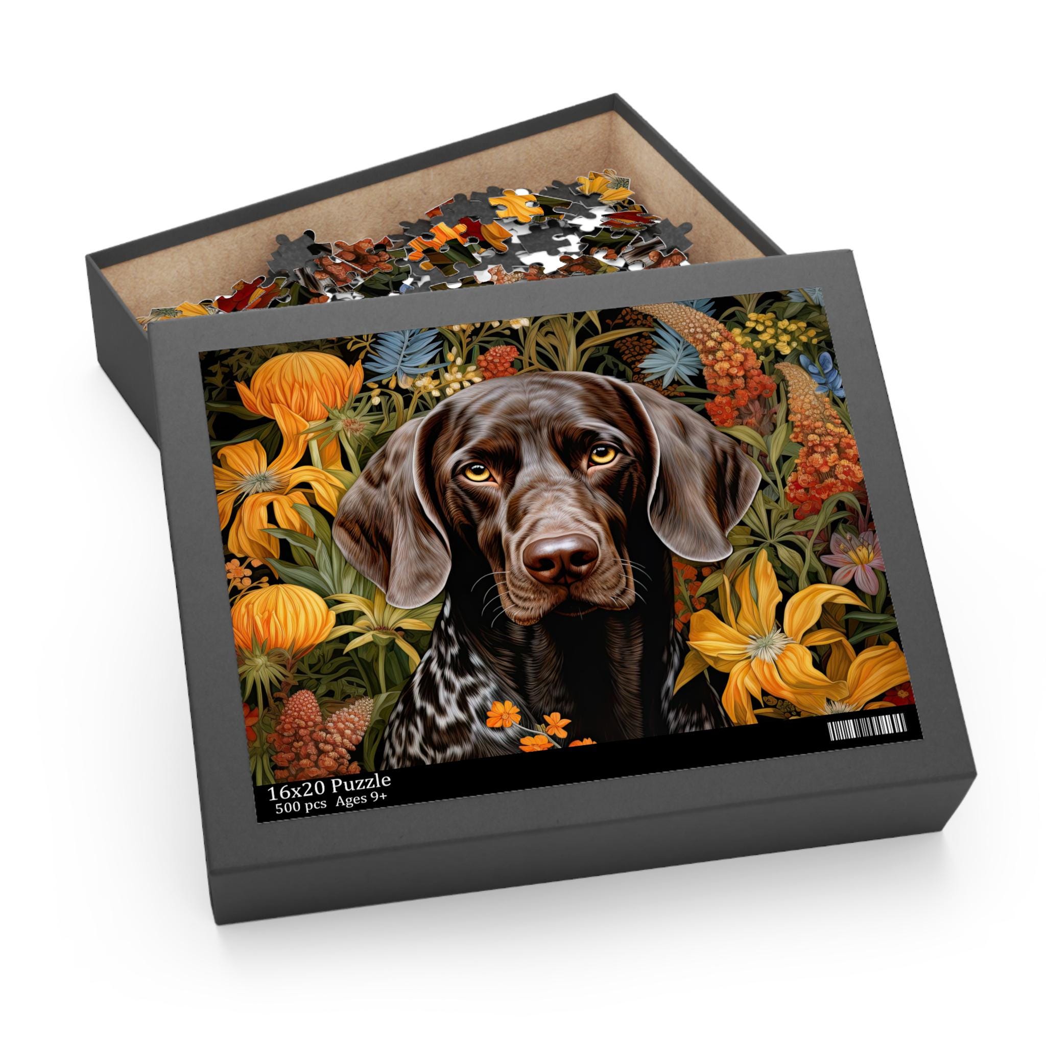 ドイツ　GSP社　コマセット German Shorthaired Pointer Jigsaw Puzzle, William Morris Inspired