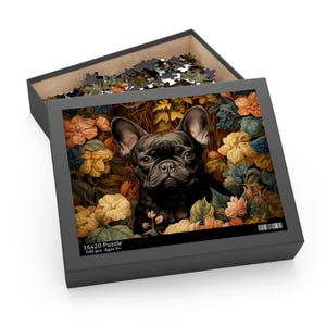 French Bulldog Jigsaw Puzzle, William Morris Inspired Frenchie, Victorian Game, Bouledogue Français Gift, Power Animal #0307 WMAPZZ