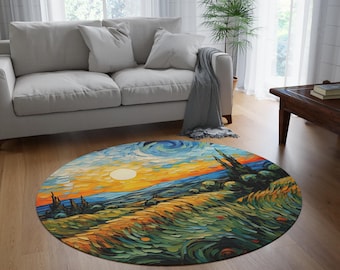 Matta inspirerad av Vincent van Gogh, expressionistisk matta, postimpressionistisk matta, avantgardistisk matsallöpare #0392 AMSRUG