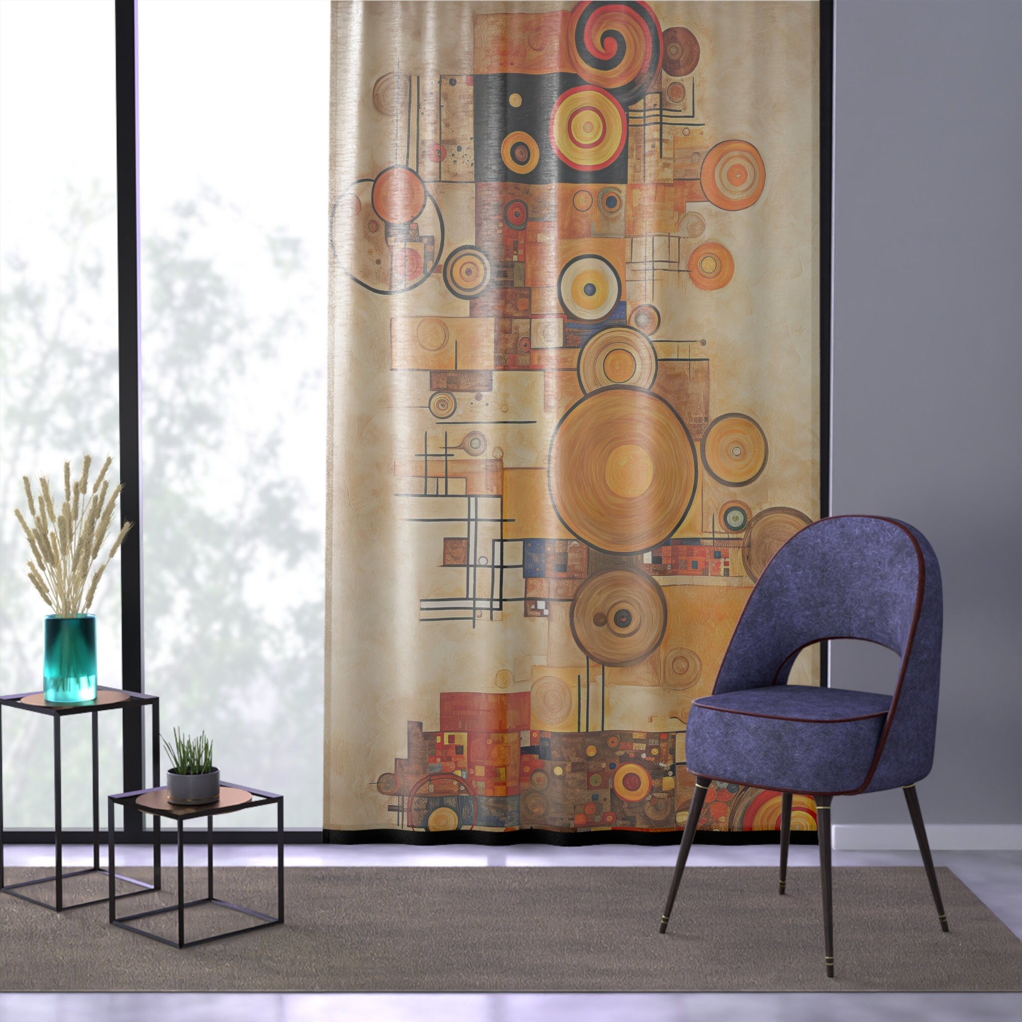 グスタフ・クリムトにインスパイアされた鮮やかな象徴主義の窓カバー