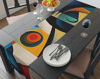 Kandinskij Table Runner Inspired, Abstract Art Dining Decor, Expressionism, Modern Style, Blue Rider Table Runner, Kandinsky #0383 AMSTRN