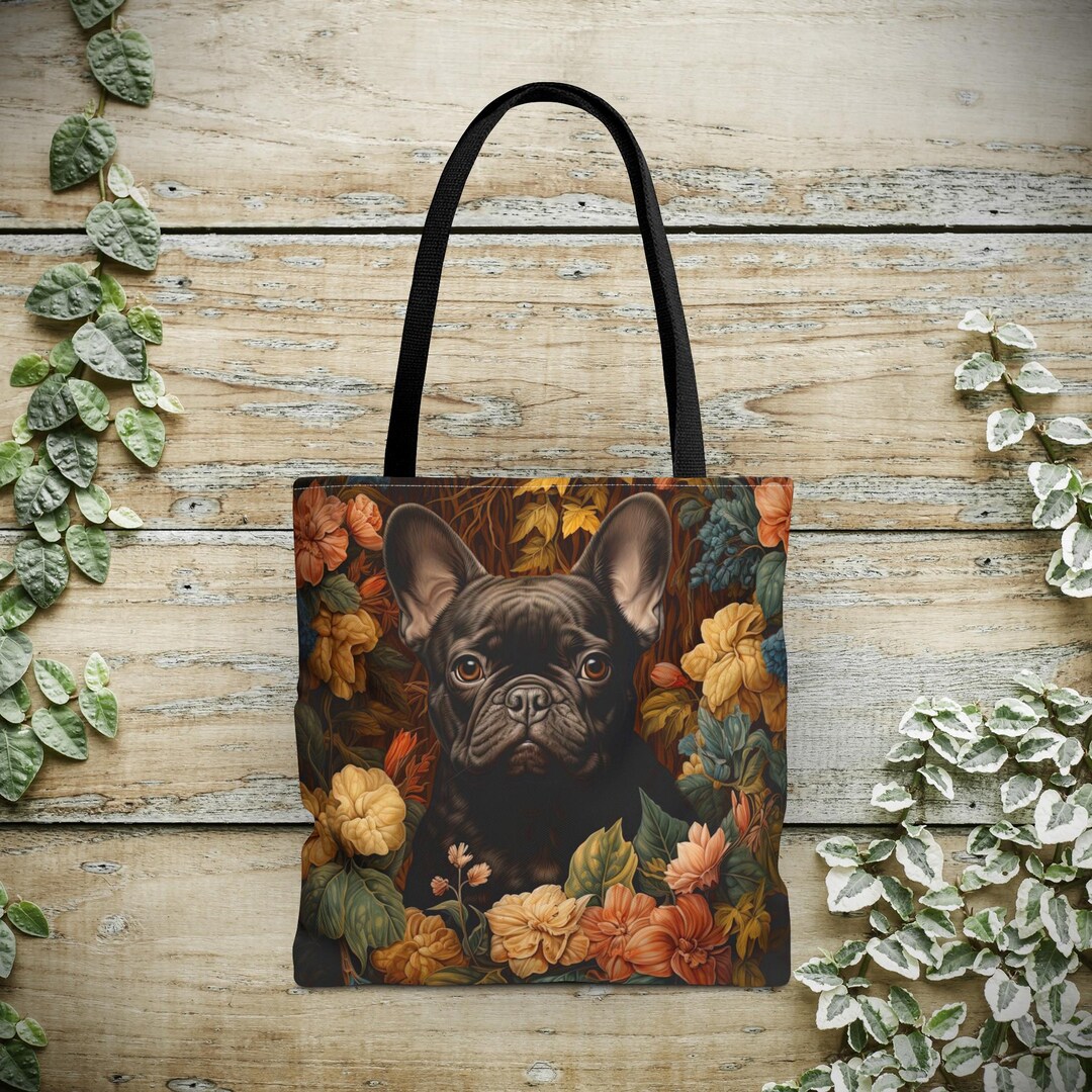 French Bulldog Tote Bag - William Morris Inspired Shoulder Tote