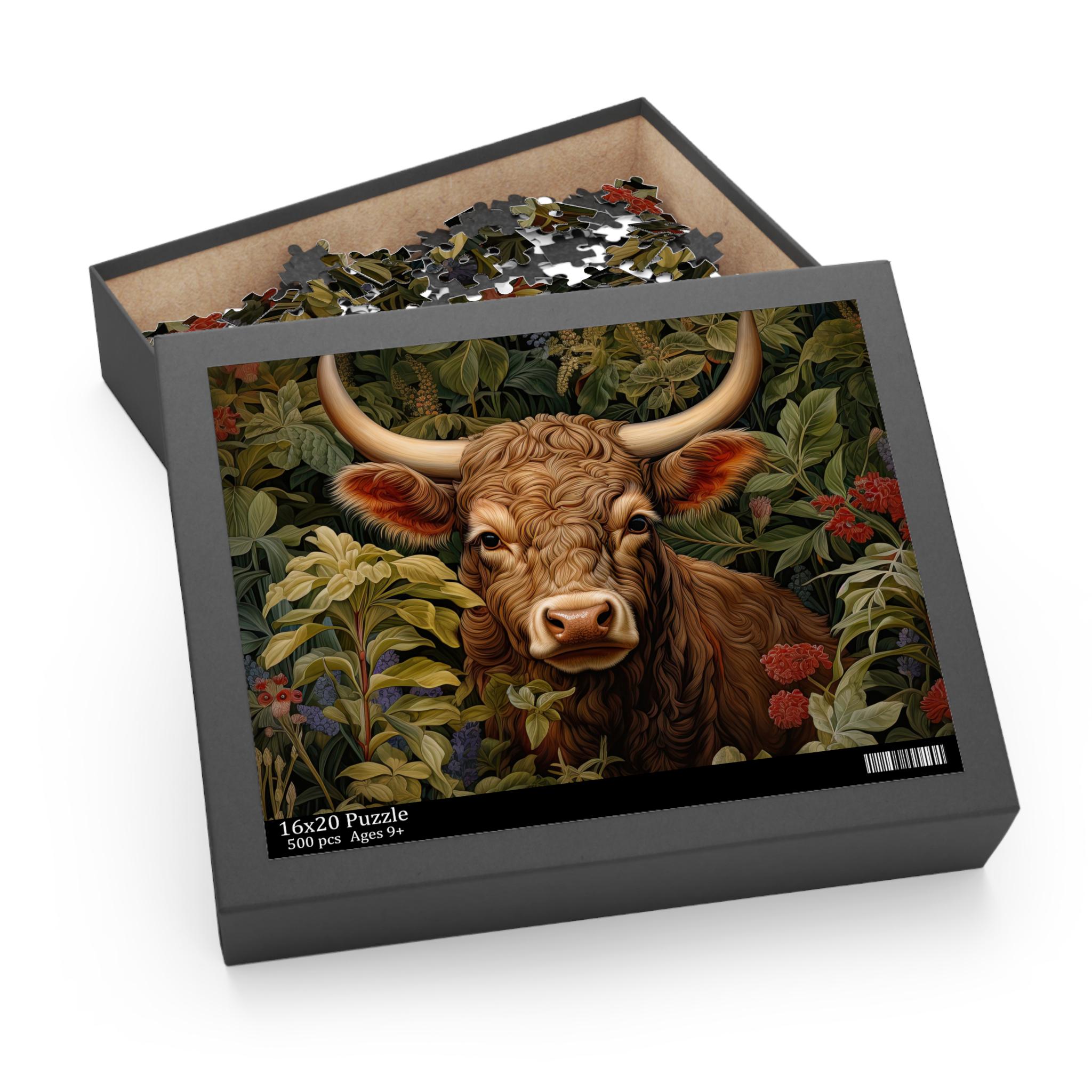 Ox Jigsaw Puzzle, William Morris Inspired Bullock, Farmcore Game