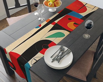 Joan Miro Table Runner Inspired, Surrealist Dining Decor, Modern Dadaism Style, Abstract Art Table Runner, Miró #0353 AMSTRN