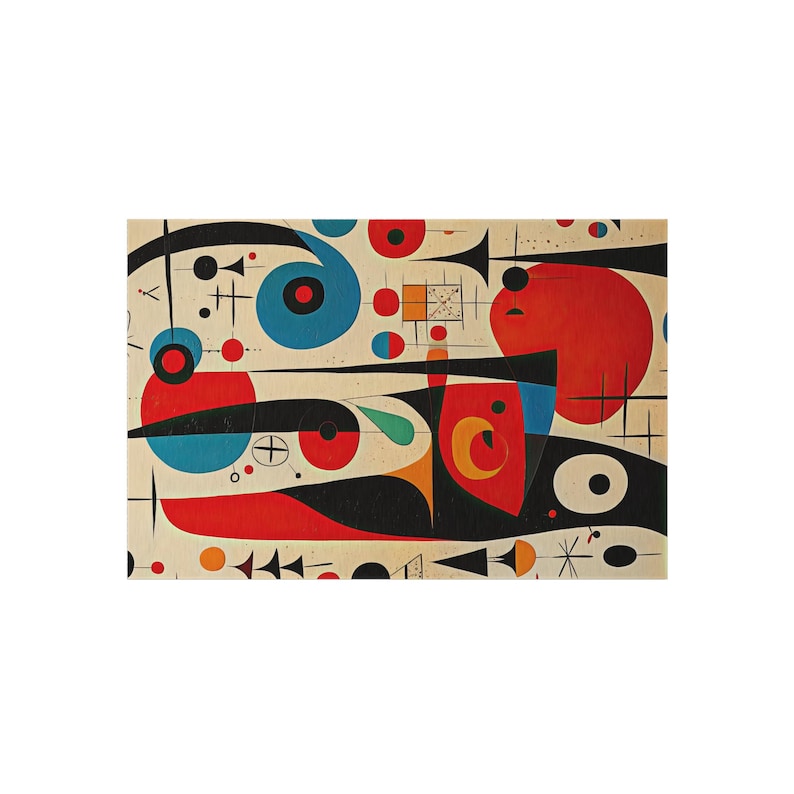 Miro Design Rug Throw Rug Inspired by Joan Miro, Surrealism Carpet, Fantastic Circular ...