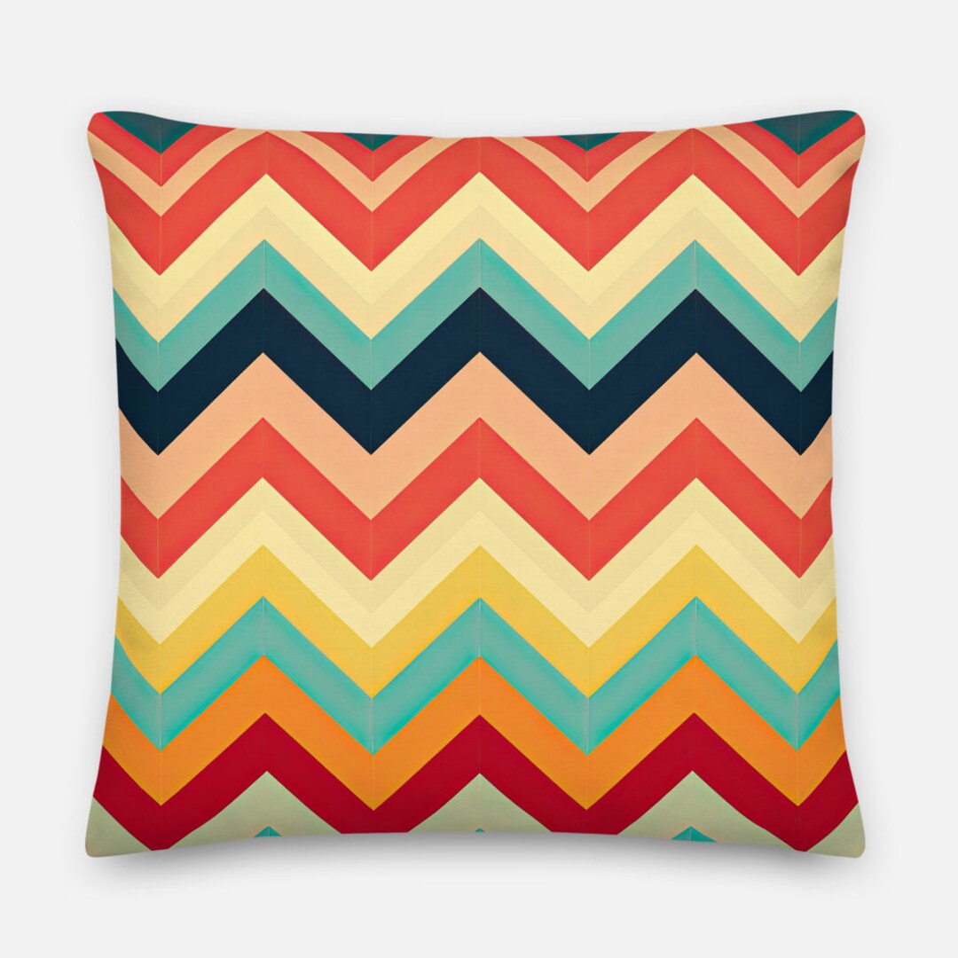 Colorful Chevron Pillow Cover and Padding 58, Warm Colors Pillow, V ...