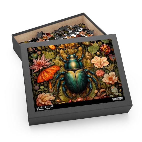 Scarab Beetle Jigsaw Puzzle, William Morris Inspired Egyptian