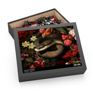 Snake Jigsaw Puzzle, William Morris Inspired Viper, Bohemian Anaconda Game, Victorian Reptile Lover Gift, Power Animal #0242 WMAPZZ