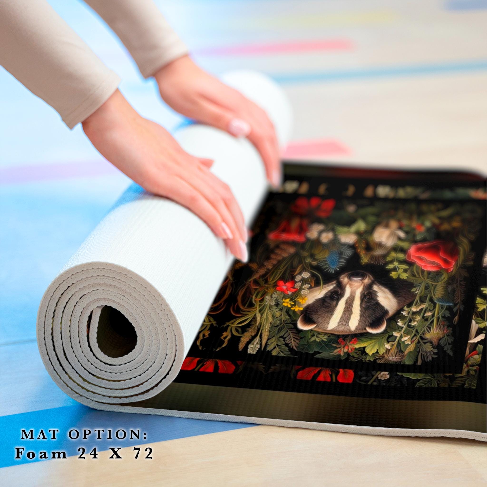 Badger Meditation Mat, William Morris Inspired Brock, Bohemian Exercise ...