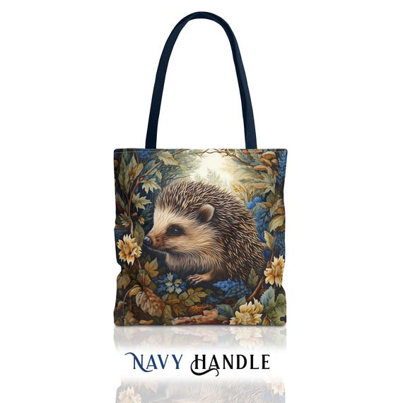 Hedgehog Tote Bag - William Morris Inspired Shoulder Tote, Cute