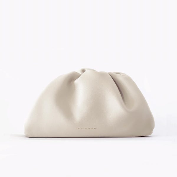 Leather Clutch Handbag Evening Bag - 100% genuine leather white FREYA ESTEPHAN
