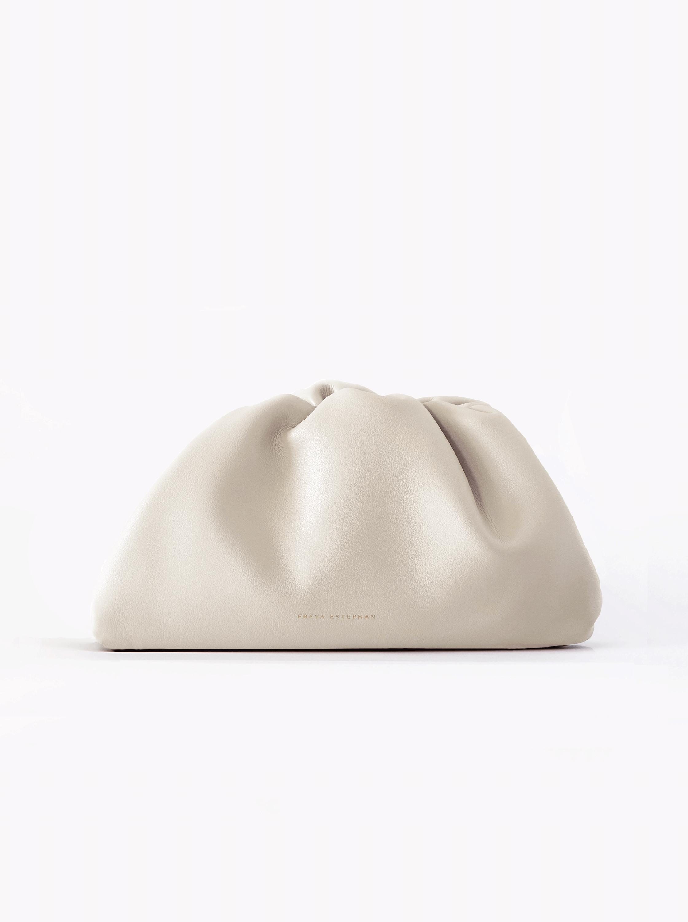 Leather Clutch Handbag Evening Bag - 100% genuine leather white FREYA ESTEPHAN