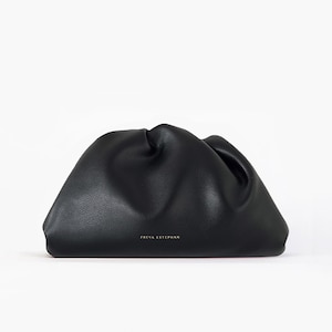 Leder Clutch Handtasche Abendtasche - 100% echtes Leder schwarz FREYA ESTEPHAN