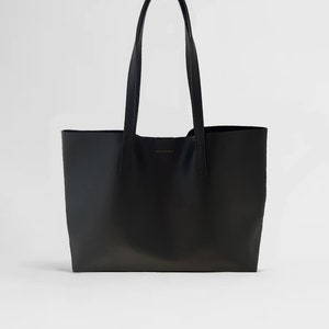Kalbsleder Leder Tote Shopper Handtasche Totebag Shopping - 100% echtes Leder schwarz FREYA ESTEPHAN