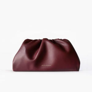 Leder Clutch Handtasche Abendtasche - 100% echtes Leder Dunkelrot Burgundy Bordeaux FREYA ESTEPHAN