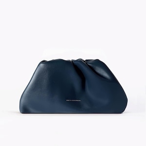 Leder Clutch Handtasche Abendtasche - 100% echtes Leder dunkelblau Oxford blau FREYA ESTEPHAN