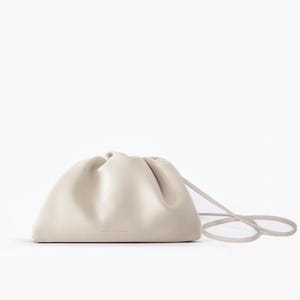 Leather Shoulder Bag Crossbody Handbag with Strap - 100% genuine Leather white FREYA ESTEPHAN
