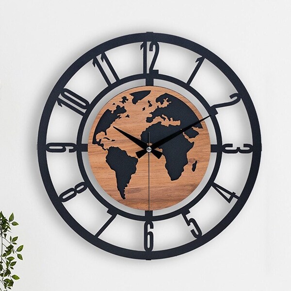 World Map Wall Clock Etsy