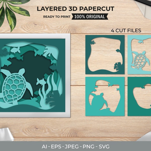 Sea Turtle 3 Shadow Box Svg, Turtle Paper Cut Light Box, Shadow Box Template for Cricut Svg,Turtle and Sea Layered Paper Cut Shadow box Sea Turtle 3 Shadow Box Svg, Turtle Paper Cut Light Box, Shadow Box Template for Cricut Svg,Turtle and Sea Layered Paper Cut Shadow box