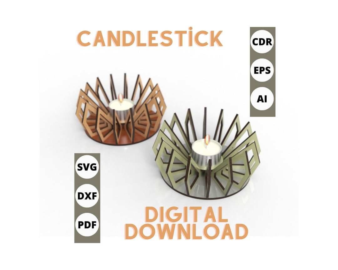 Candlestick Laser Cut Files, Candlestick Design Laser Cut, Candlestick Design Cdr File, Candle