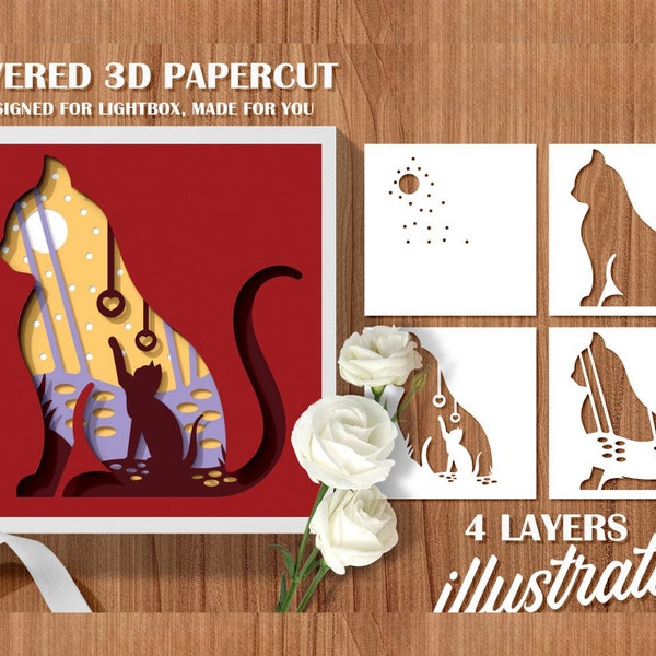 Cat Shadow Box Svg Template, 3D Papercut SVG, Layered Paper Art Template, Shadow Box Svg for Cricut, Cat Love 3D Papercut Shadow Box Svg Cat Shadow Box Svg Template, 3D Papercut SVG, Layered Paper Art Template, Shadow Box Svg for Cricut, Cat Love 3D Papercut Shadow Box Svg