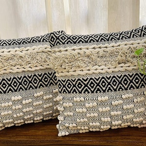 Nature4u Set of 2 Boho Throw Pillow Covers for Couch , 100% Cotton  Hand-Woven