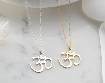 Handmade Gold Aum Symbol Necklace - Spiritual Om Pendant - Yoga Inspired Symbol Charm - Spiritual Jewelry - Noel Christmas - Festival