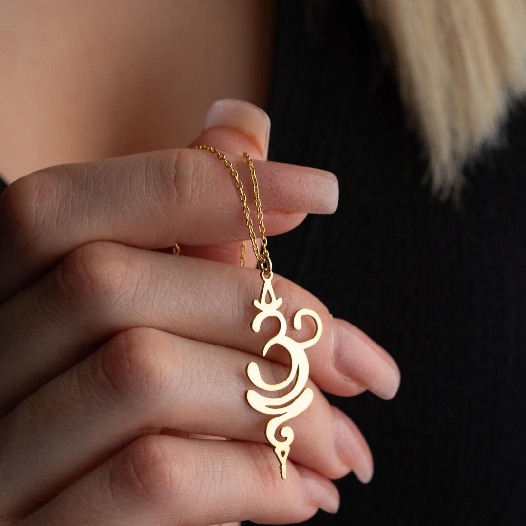 14K Solid Gold Breathe Symbol Necklace Mindful Jewelry for Serenity ...