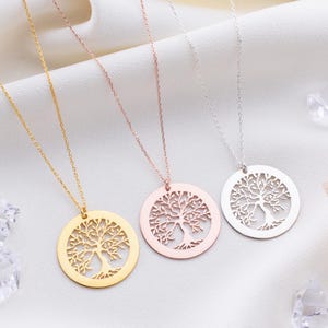 14K Solid Gold Tree of Life Necklace Celtic Tree of Life Gold Necklace Dainty Tree Of Life Jewelry Family Tree Life Pendant Gift for Grandma