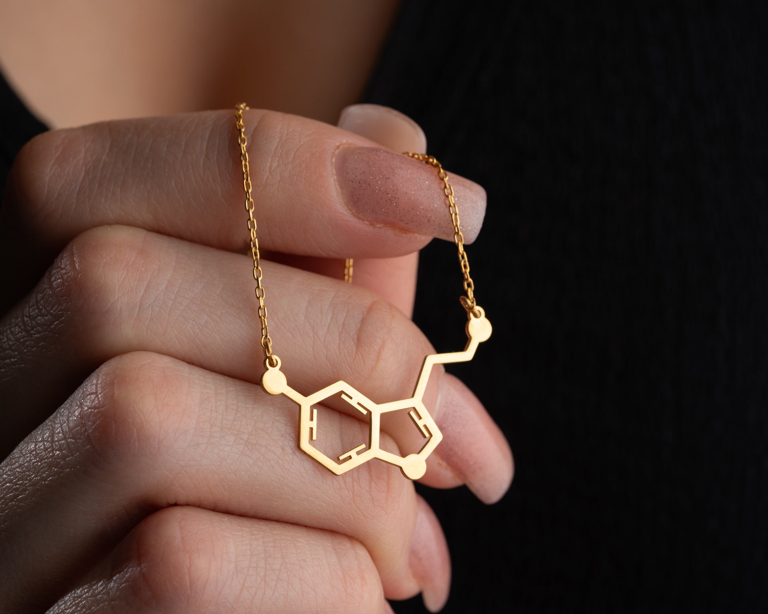 Stainless Steel Chain Serotonin Molecule Science Chemistry Molecule Necklace  Couple Girlfriend Gift - AliExpress